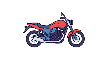 Obraz premium Flat design illustration of a red and blue motorcycle on a white background