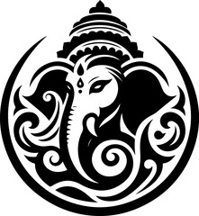 silhouette vector illustration sketch design icon logo symbol god ganesha in hindu religion teachings ethnic classic vintage traditional