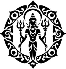 silhouette vector illustration sketch design icon logo symbol god khrisna in hindu religion teachings ethnic classic vintage traditional 