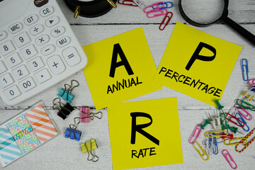 APR abbreviation of Annual Percentage Rate text phrase of business and financial concept