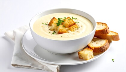 Creamy soup with croutons
