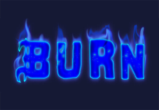Blue Neon Burn Fire Font Flame Glowing Text Effect