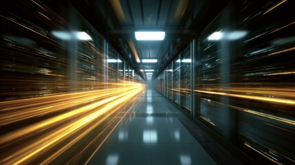 Futuristic server room hallway