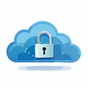 Cloud and Lock Icon Isolated on White &ndash; Secure Cloud Storage Concept, Cybersecurity, Data Protection, Network Safety, Digital Privacy Symbol for Web, App UI, or Technology Illustration Use