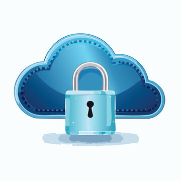 Cloud and Lock Icon Isolated on White &ndash; Secure Cloud Storage Concept, Cybersecurity, Data Protection, Network Safety, Digital Privacy Symbol for Web, App UI, or Technology Illustration Use
