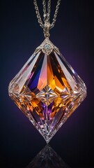 Stunning Multi-colored Diamonds Elegantly Hanging from Delicate Chains in a Captivating Display