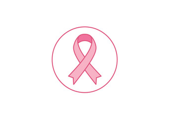 A minimalist pink ribbon vector icon for breast cancer awareness