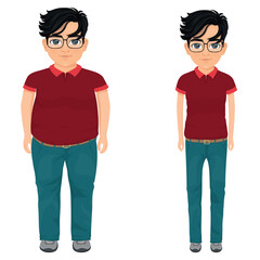 fat and thin young boys together