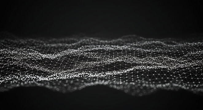 3D dot mesh pattern in black and white, modern tech look
