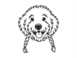 Cartoon Poodle Dog Line Art