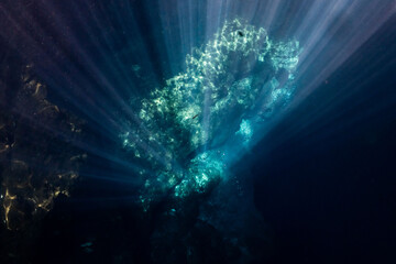 Lightrays at the Pit Cenote, Mexico
