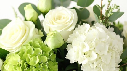 Obraz premium Close-up of white and pale green flowers