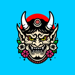 hand-drawn oni demon japan style for t-shirt	

