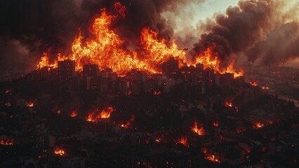 Massive Inferno Engulfs Urban Landscape, Devastating Buildings And Shocking Nighttime Viewers