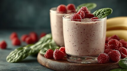Delectable raspberry smoothie in a glass.