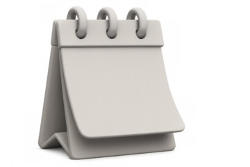 Blank desktop calendar rendered in 3d, transparent background allowing seamless design integration and personalized scheduling