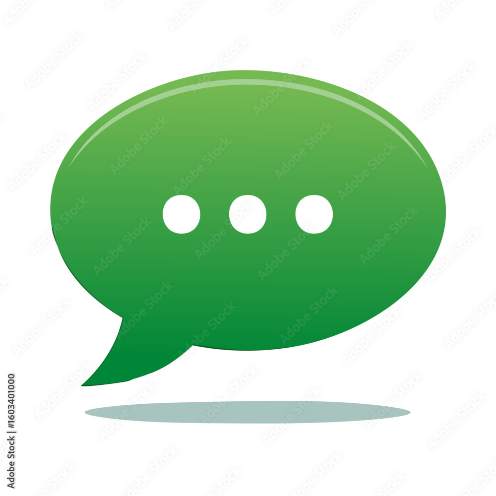 Poster green speech bubble with three dots showing message indicator or loading symbol