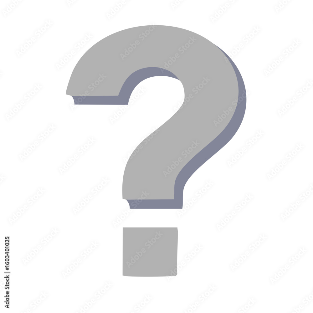Poster gray question mark rendering for confusion, decisions and asking concepts