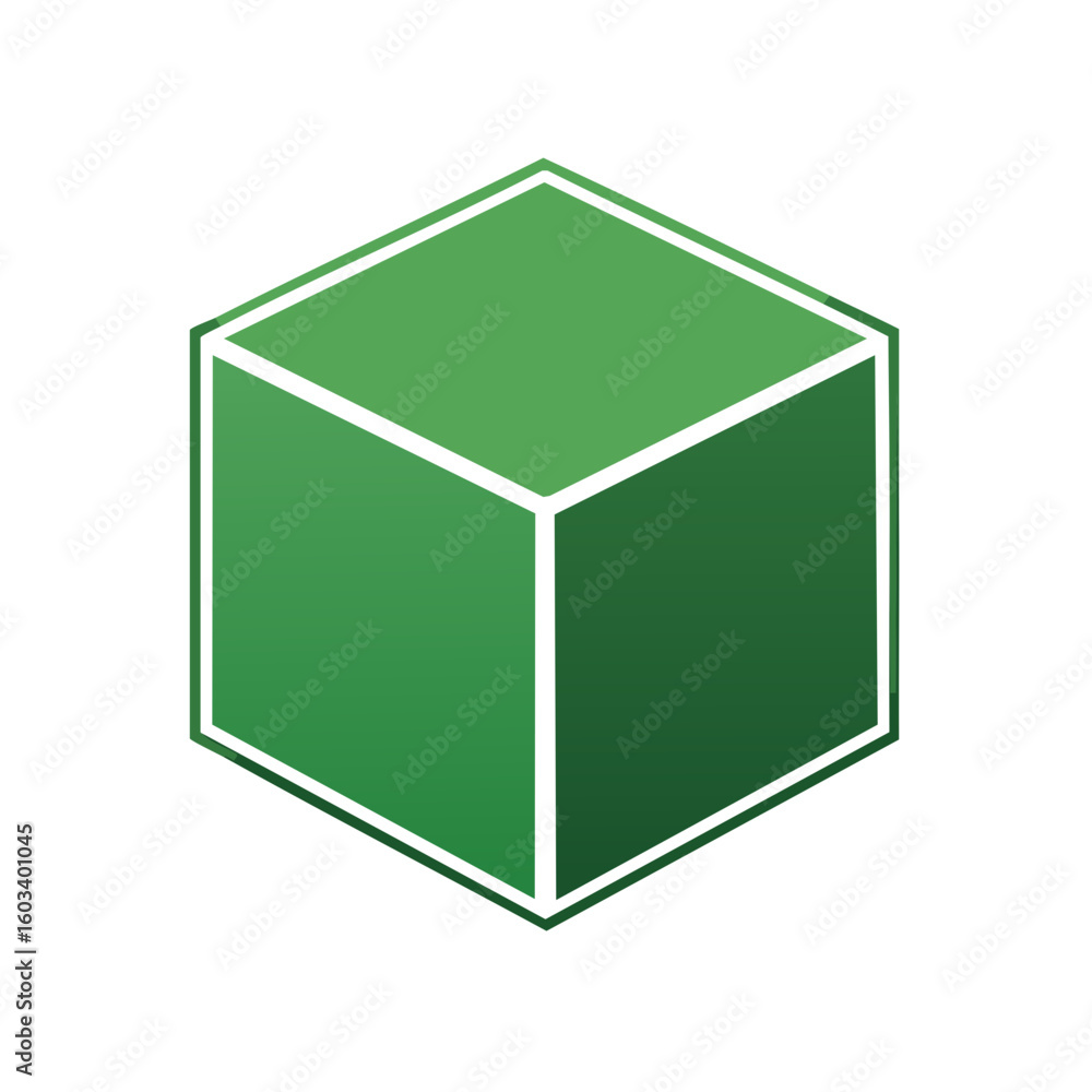 Poster isometric green cube shape design geometric figure three dimensional object