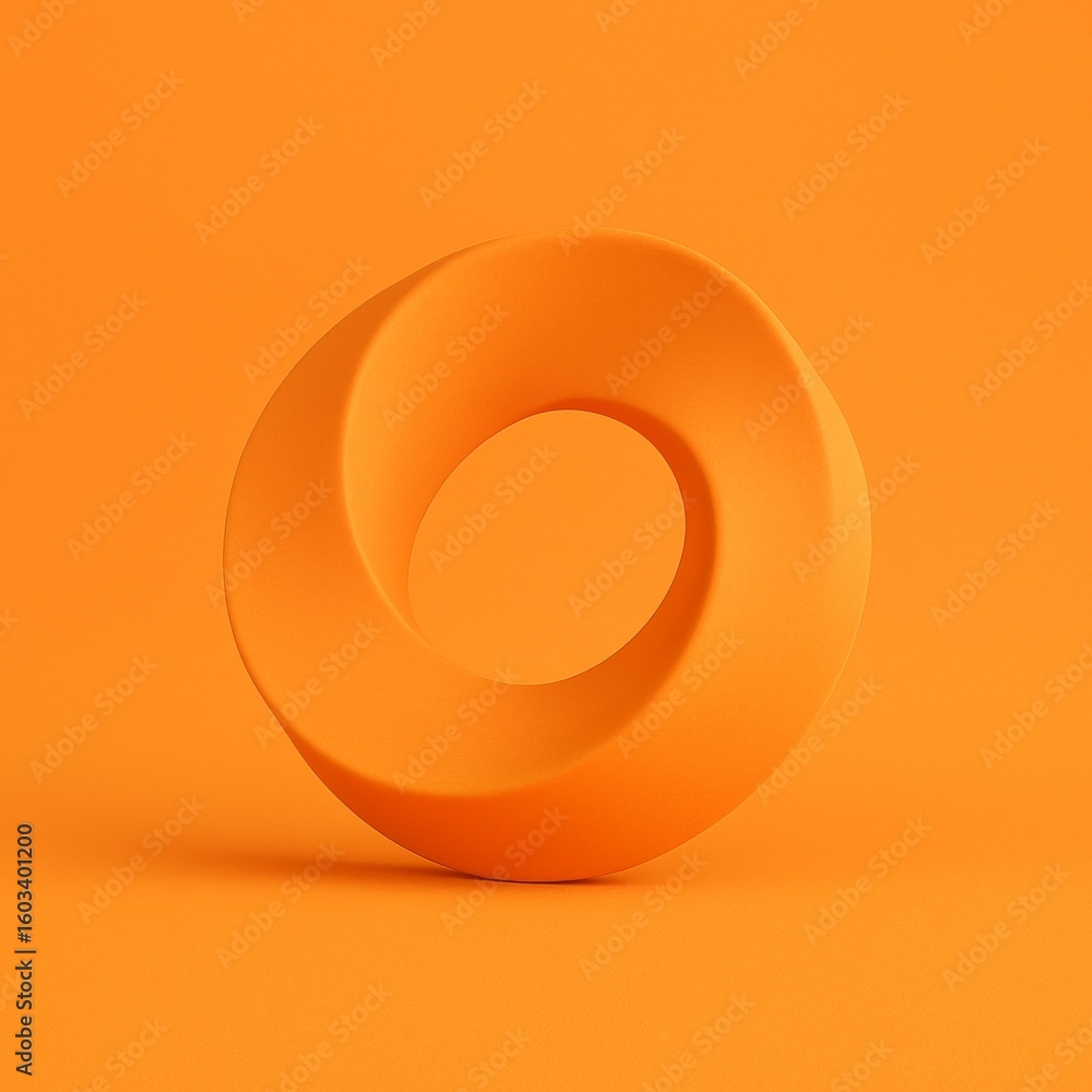 Poster modern and minimalist design featuring a vibrant orange twisted torus knot against a matching orange