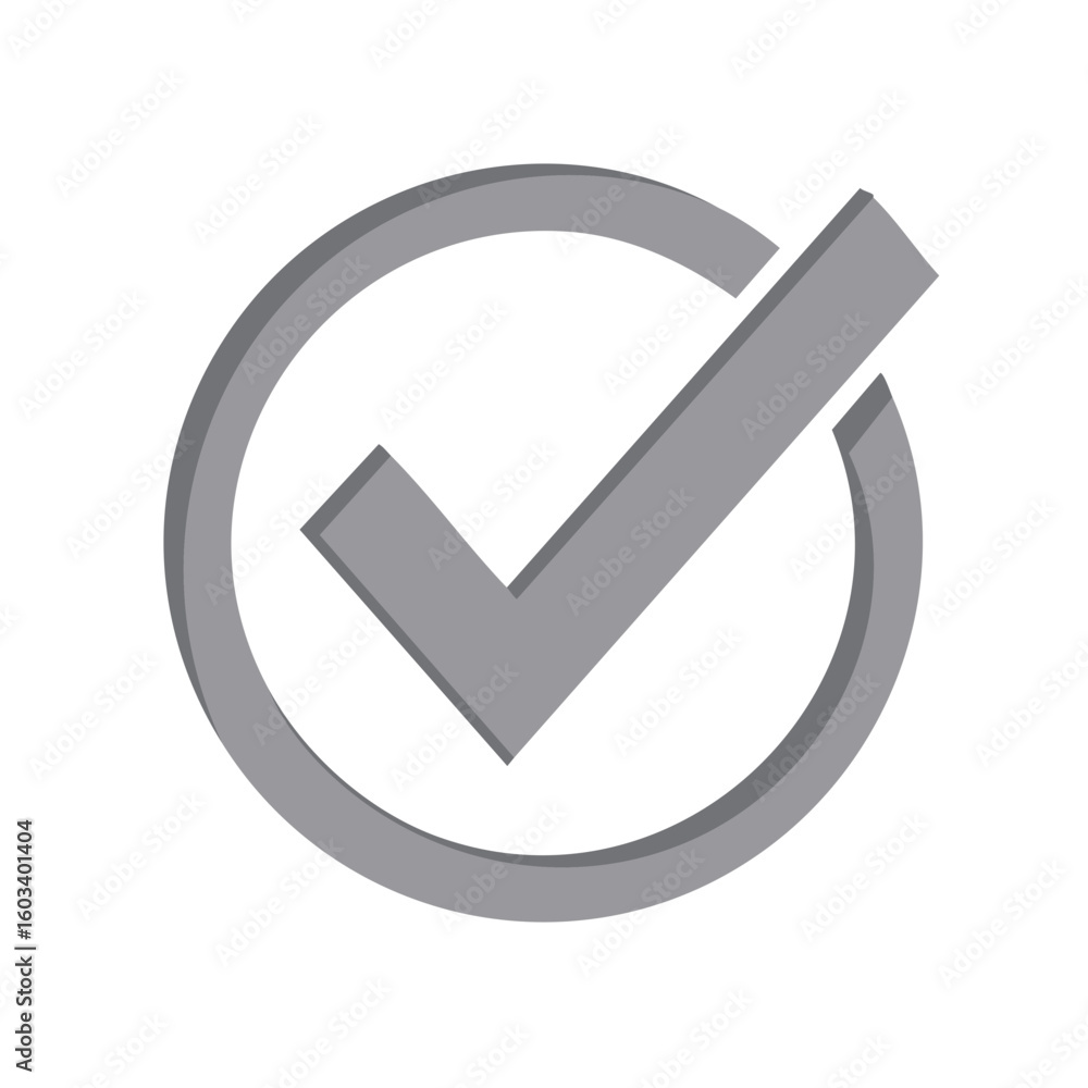 Aufkleber gray check mark icon with 3d effect representing approval or acceptance