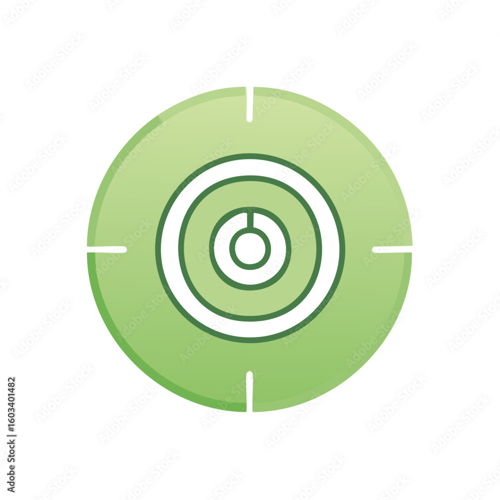 Poster green target radar icon with concentric circles for detection technology and navigation