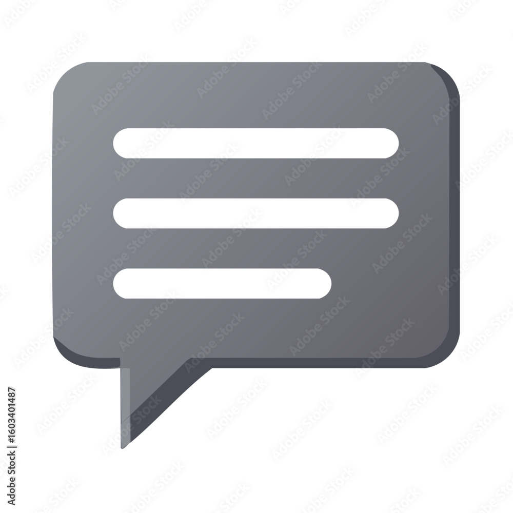 Poster speech bubble graphic element, three lines text indicator, conversation message symbol, dialogue bal