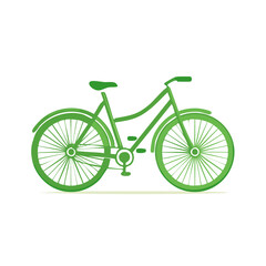 Green bicycle illustration symbolizing eco-friendly transportation, health, and sustainable urban mobility