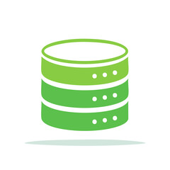 Obraz premium Stylized green database icon for storage or cloud services representation, data stack illustration