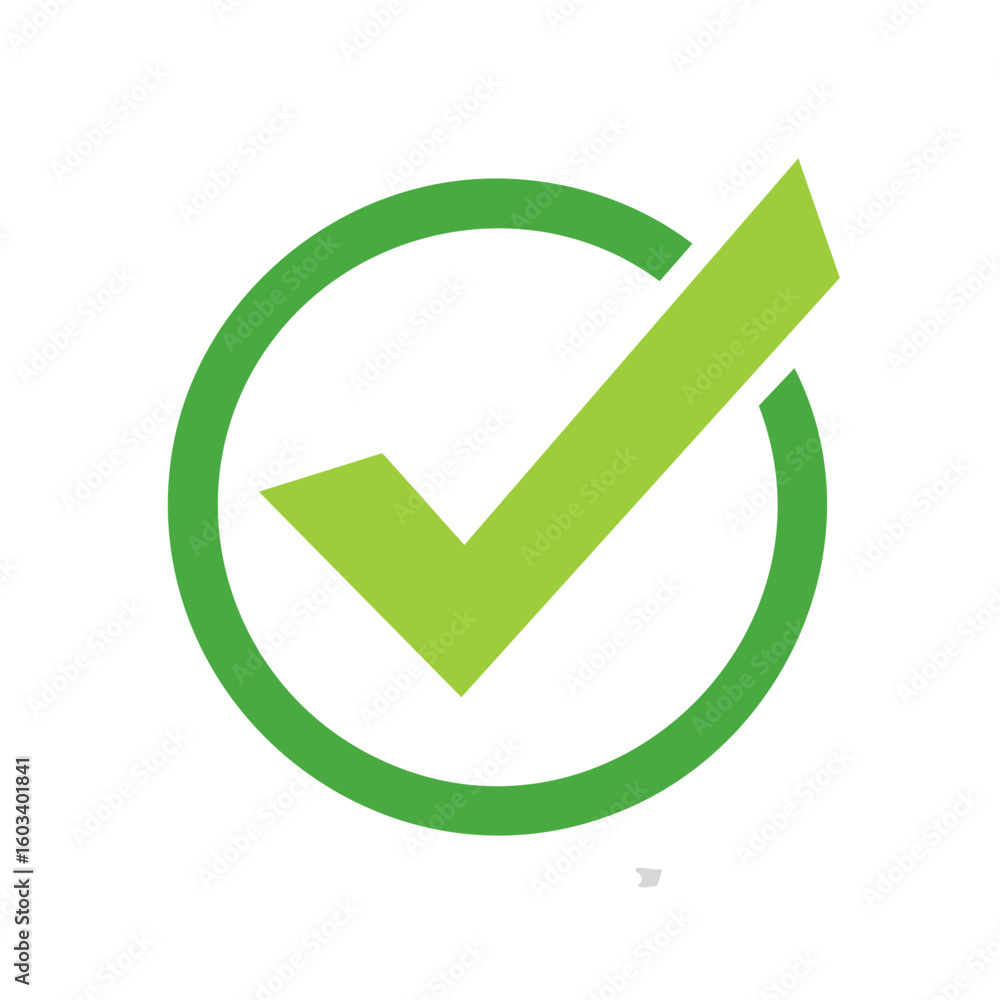 Poster approve symbol green check mark icon in circle represents correctness and validation choice done oka