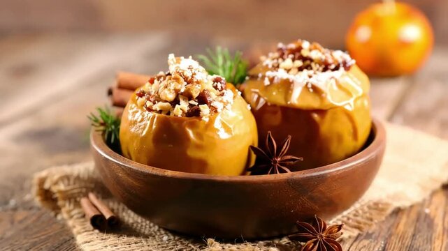 Delicious Baked Apples with Nutty Toppings Perfect for Cozy Autumn Gatherings