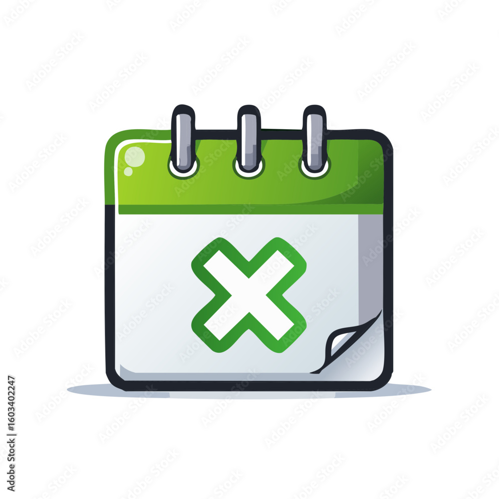 Poster calendar icon with cross symbol for cancellation or no scheduled events