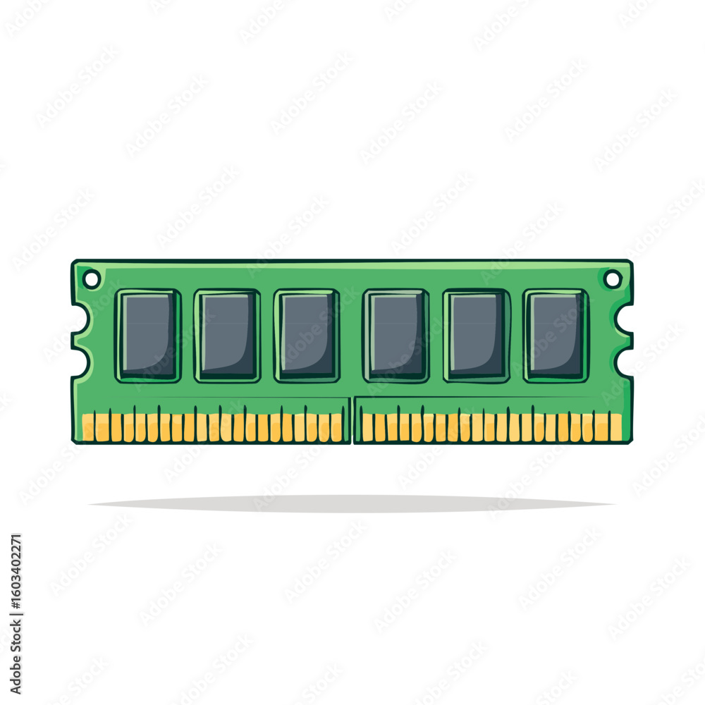 Poster single computer ram module illustration on a white background memory chip hardware components electr