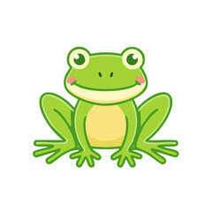 Cartoon Frog Sitting with Smiling Expression Colorful Illustration Wildlife Animal