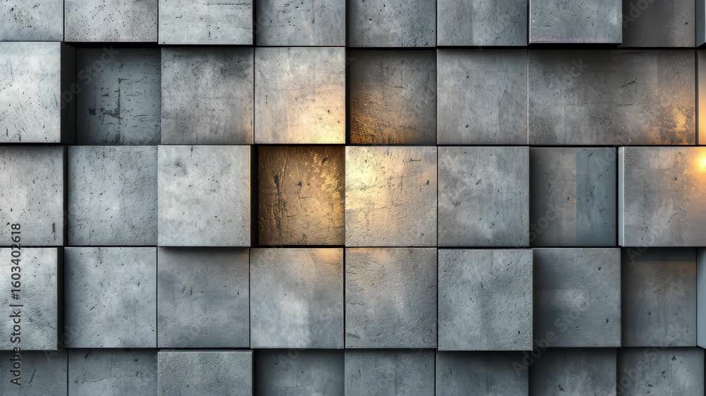 Poster geometric cubes: a striking arrangement of textured, square cubes showcases a mesmerizing interplay 