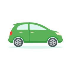 Fototapeta premium Green compact car illustration, offering transportation and eco friendly driving, providing a modern, efficient and sustainable vehicle solution for urban mobility