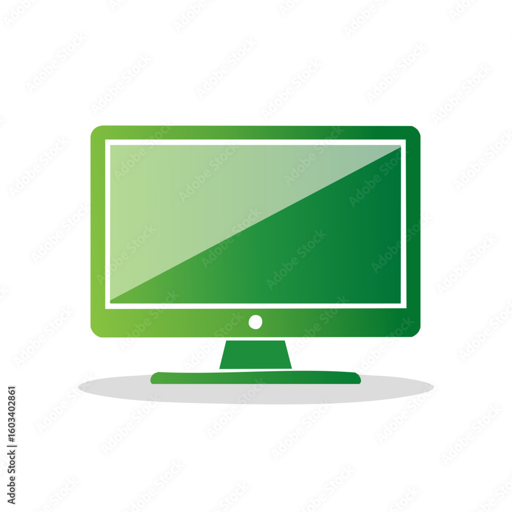 Aufkleber green gradient display monitor icon: sleek design with subtle shadow for tech & modern designs