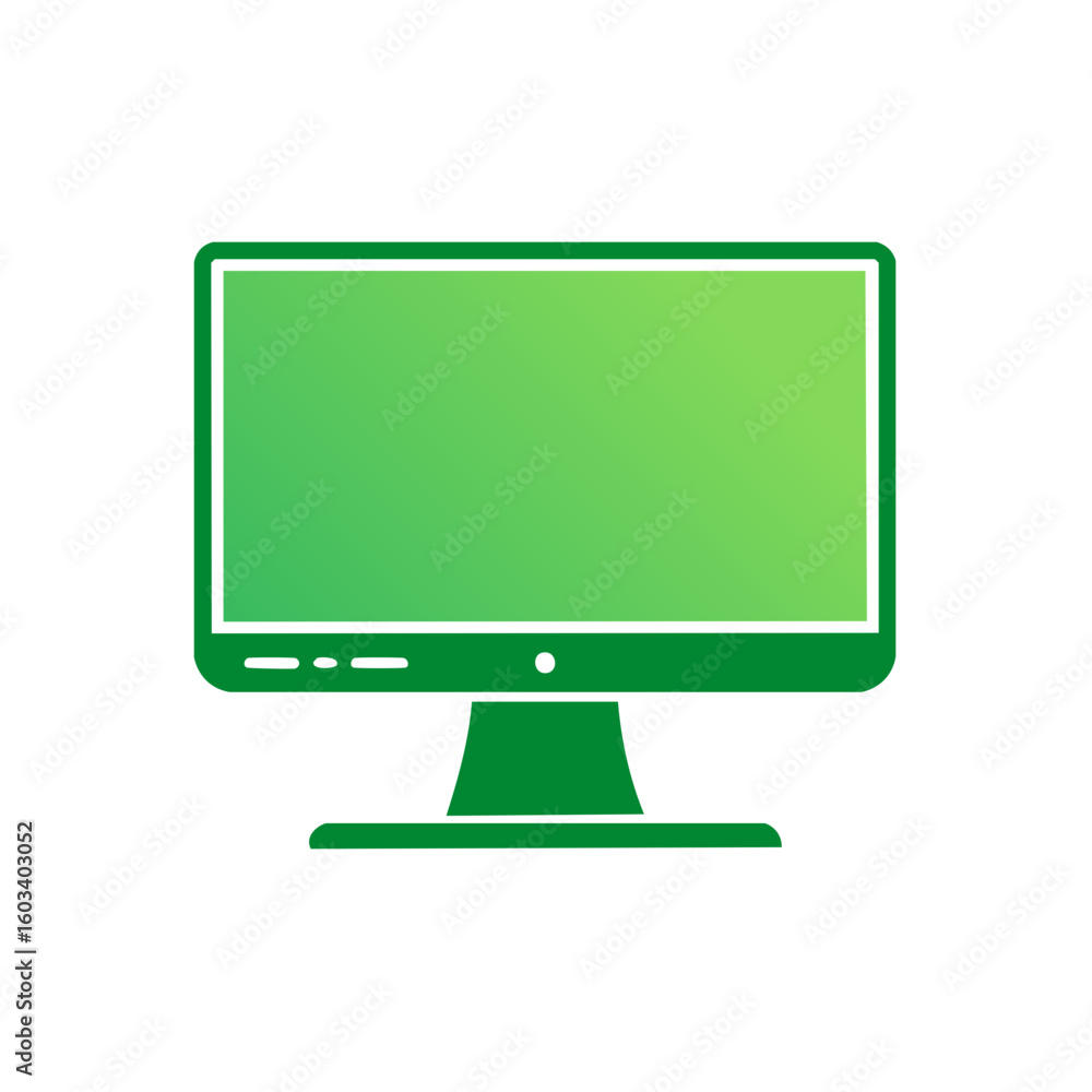 Aufkleber green gradient monitor icon computer display device technology equipment graphic element symbol vect