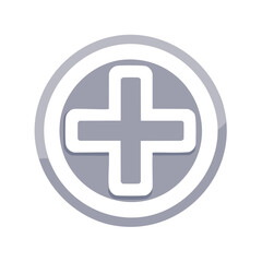 Obraz premium Medical Cross Symbol within Gray Circle Graphic for Health and Medical Concepts