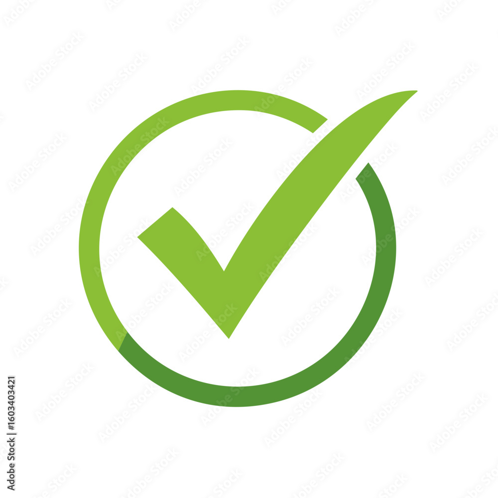 Poster lime green checkmark circle symbol for approval verification or task completion with subtle gradient