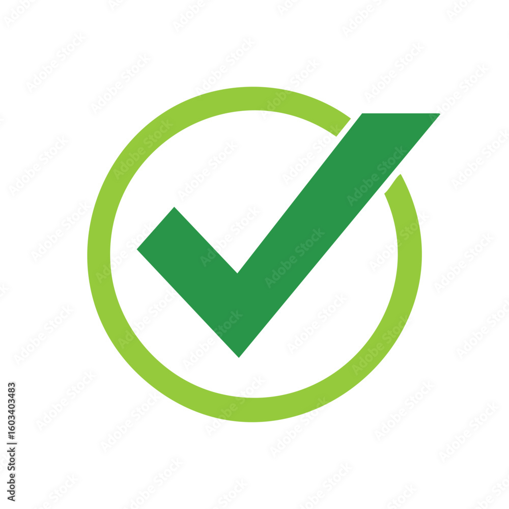 Poster green check mark symbol within circle affirmation icon approval verification