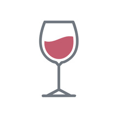 Isolated wine glass with red liquid. Clean, minimalist design for beverage or drinks concept featuring glass and wine.