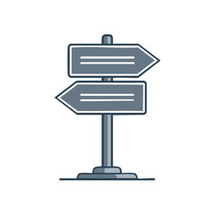Illustration of a two-way directional signpost with left and right pointing arrows on a central pole.