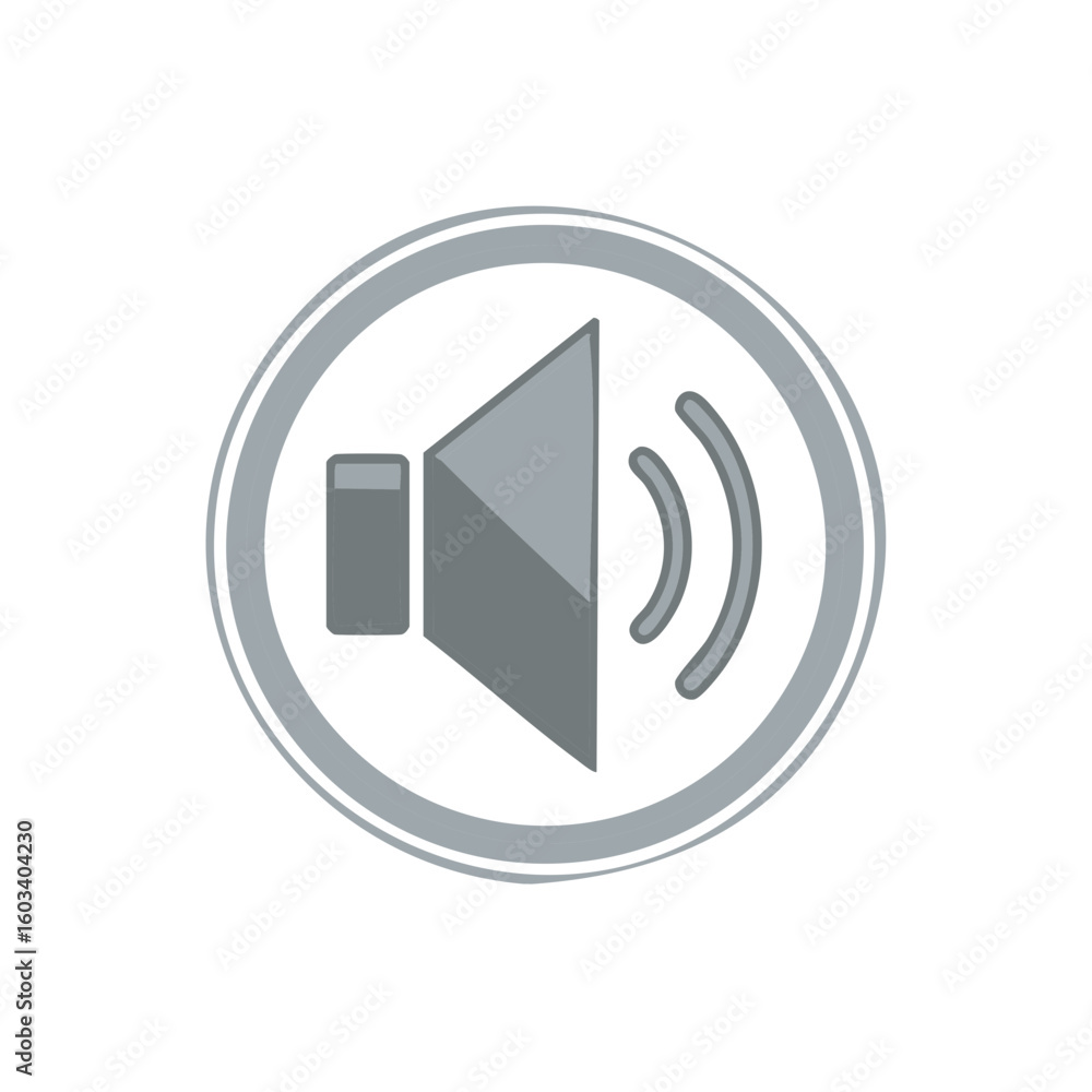 Aufkleber sound button icon graphic design for volume control in gray on white background