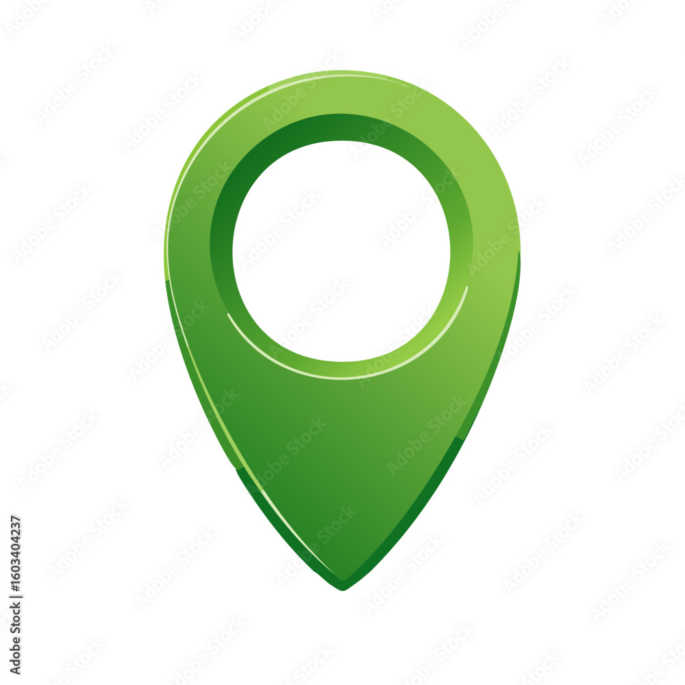 Poster a modern green pin icon for digital navigation or map application displays simple illustration style