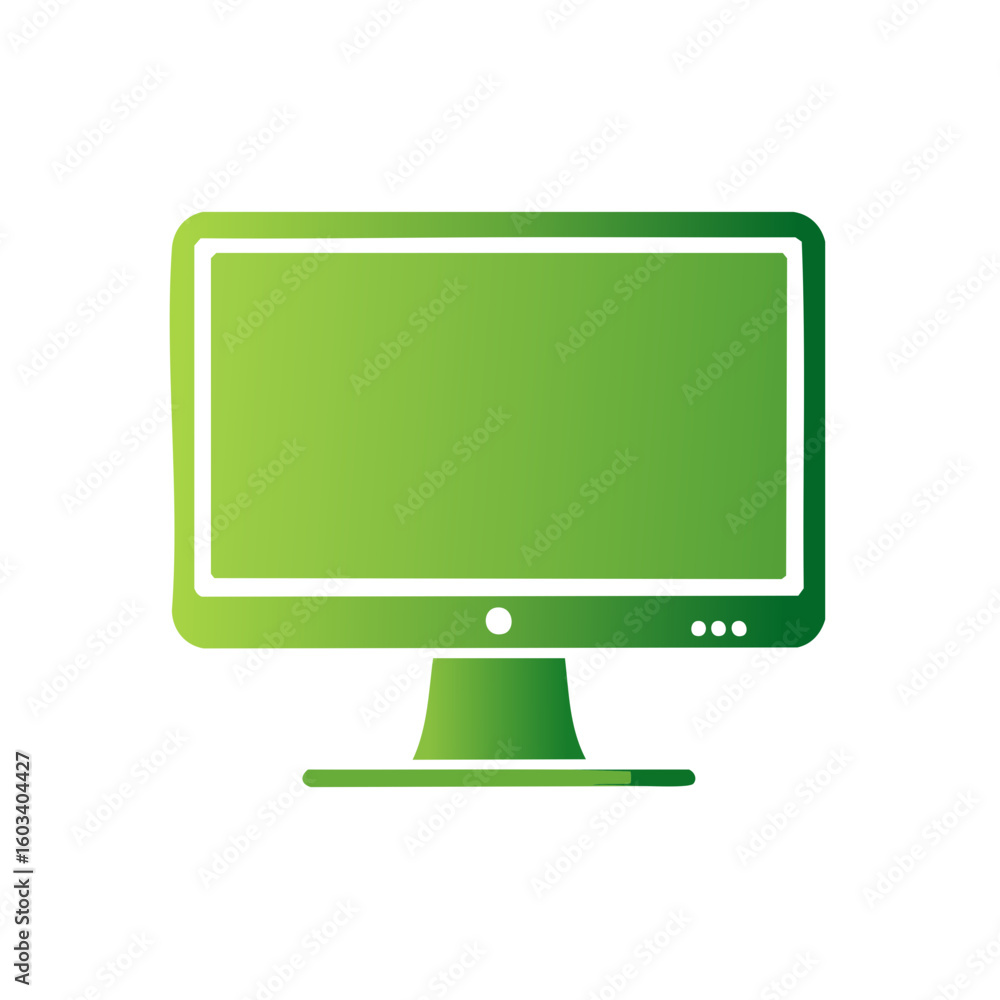 Poster isolated green screen computer monitor with stand for technology display