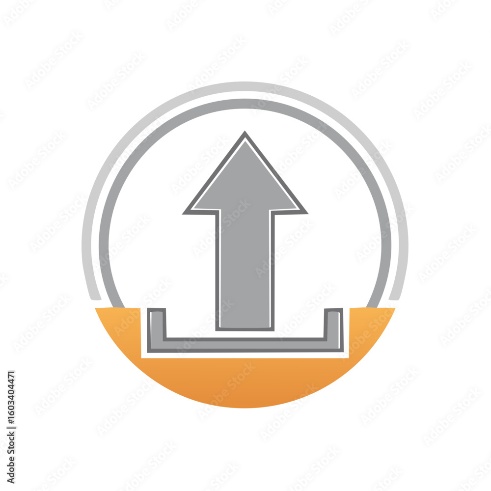  iconic upward arrow within circular design depicting file upload process for web or app development