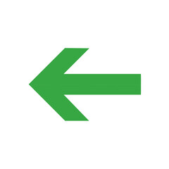 Green Left Arrow Symbol on White Background Indicates Direction