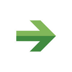 Vibrant green arrow graphic pointing right depicting direction and navigation symbol