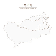 A vector illustration map of local cities in Gangwon Province, South Korea.
